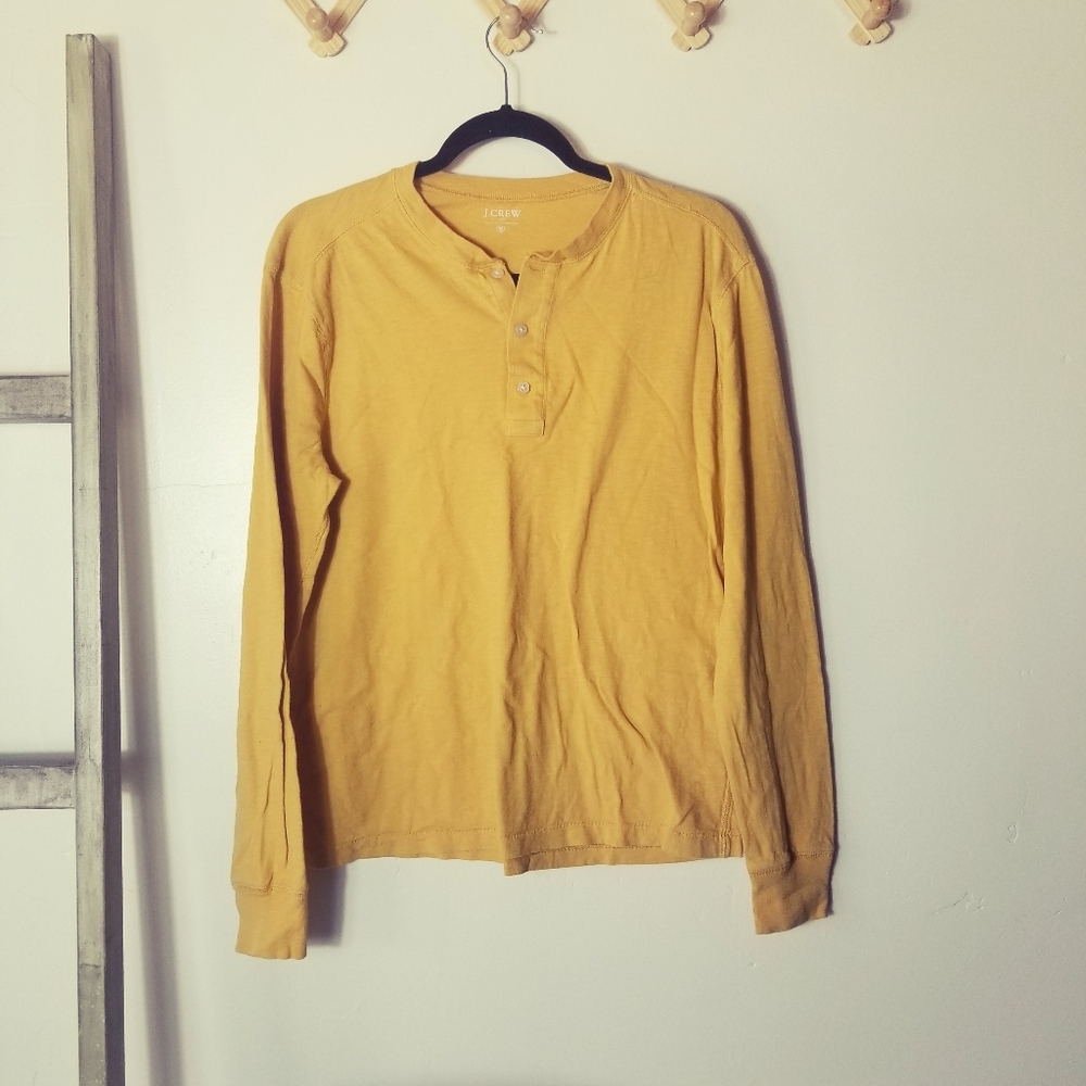 J. CREW LIGHT GOLDEN MUSTARD YELLOW MEN'S LONG SLEEVE SIZE MEDIUM